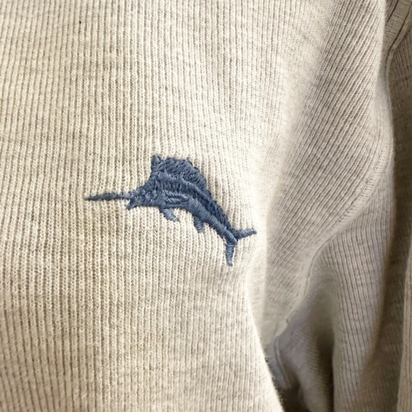 Tommy Bahama Antigua Cove Half Zip Color is Zinc Gray Heather 100% Cotton Large - Picture 10 of 11